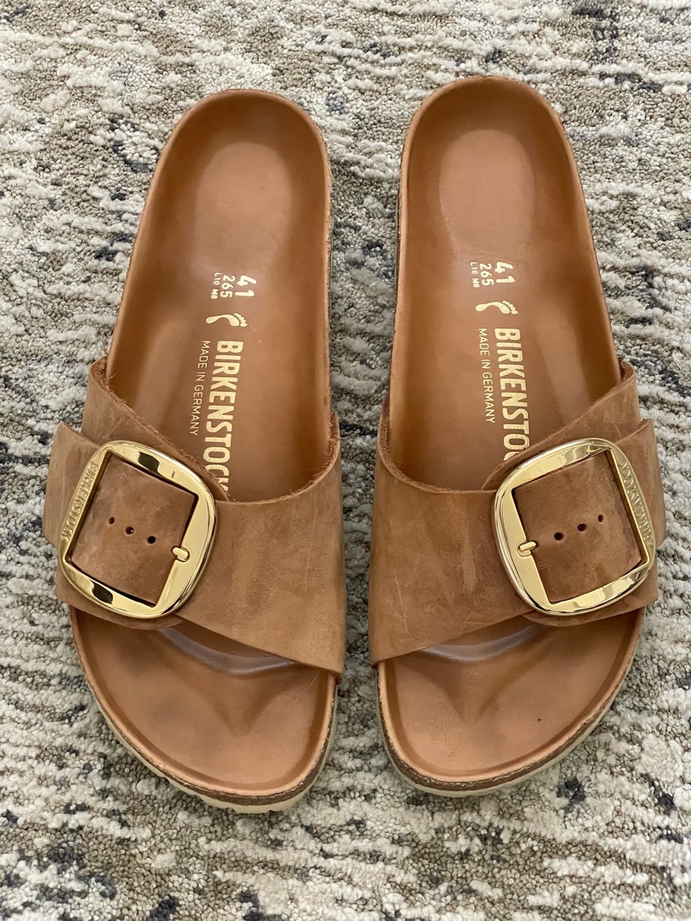 Birkenstock Madrid Big Buckle Cognac Oiled Leather Brown Gold 41